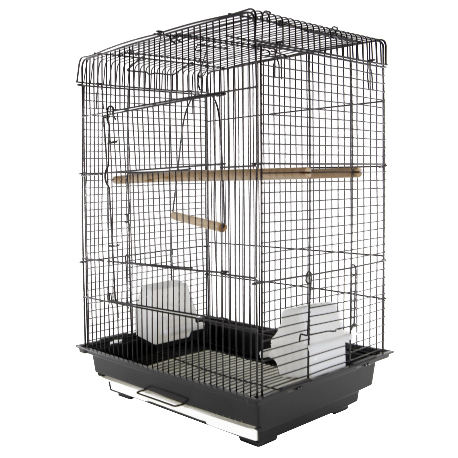 PawHut 22" Bird Cage Flight Parrot House Parakeet Playpen with Open Play Top and Feeding Bowl Perch Pet Furniture Black