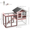 PawHut 48" Weatherproof Wooden Rabbit Hutch With Slant Roof And Screened Outdoor Run, Brown