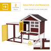 PawHut 48" Weatherproof Wooden Rabbit Hutch With Slant Roof And Screened Outdoor Run, Brown