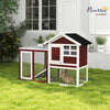 PawHut 48" Weatherproof Wooden Rabbit Hutch With Slant Roof And Screened Outdoor Run, Brown