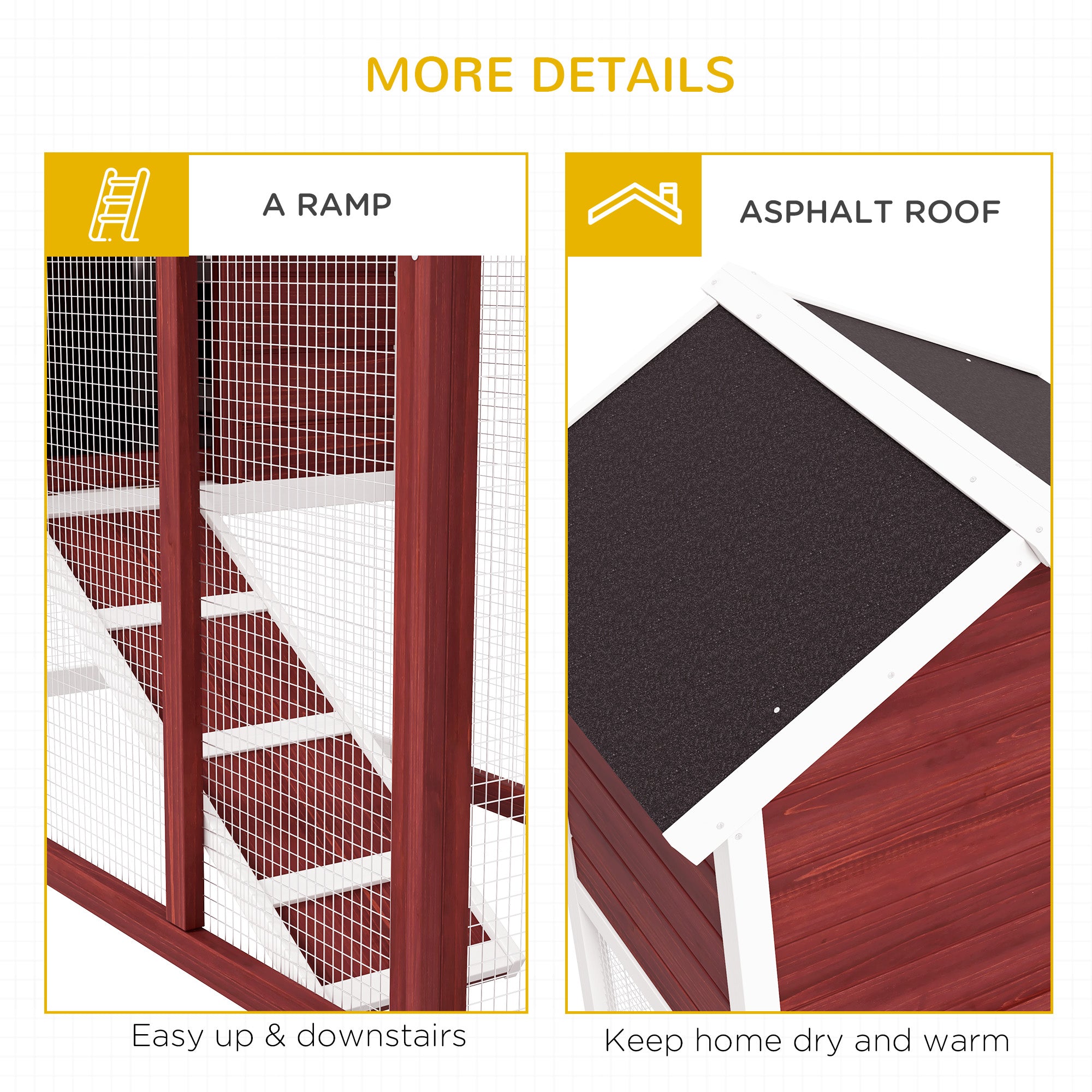 PawHut 48" Weatherproof Wooden Rabbit Hutch With Slant Roof And Screened Outdoor Run, Brown