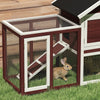 PawHut 48" Weatherproof Wooden Rabbit Hutch With Slant Roof And Screened Outdoor Run, Brown