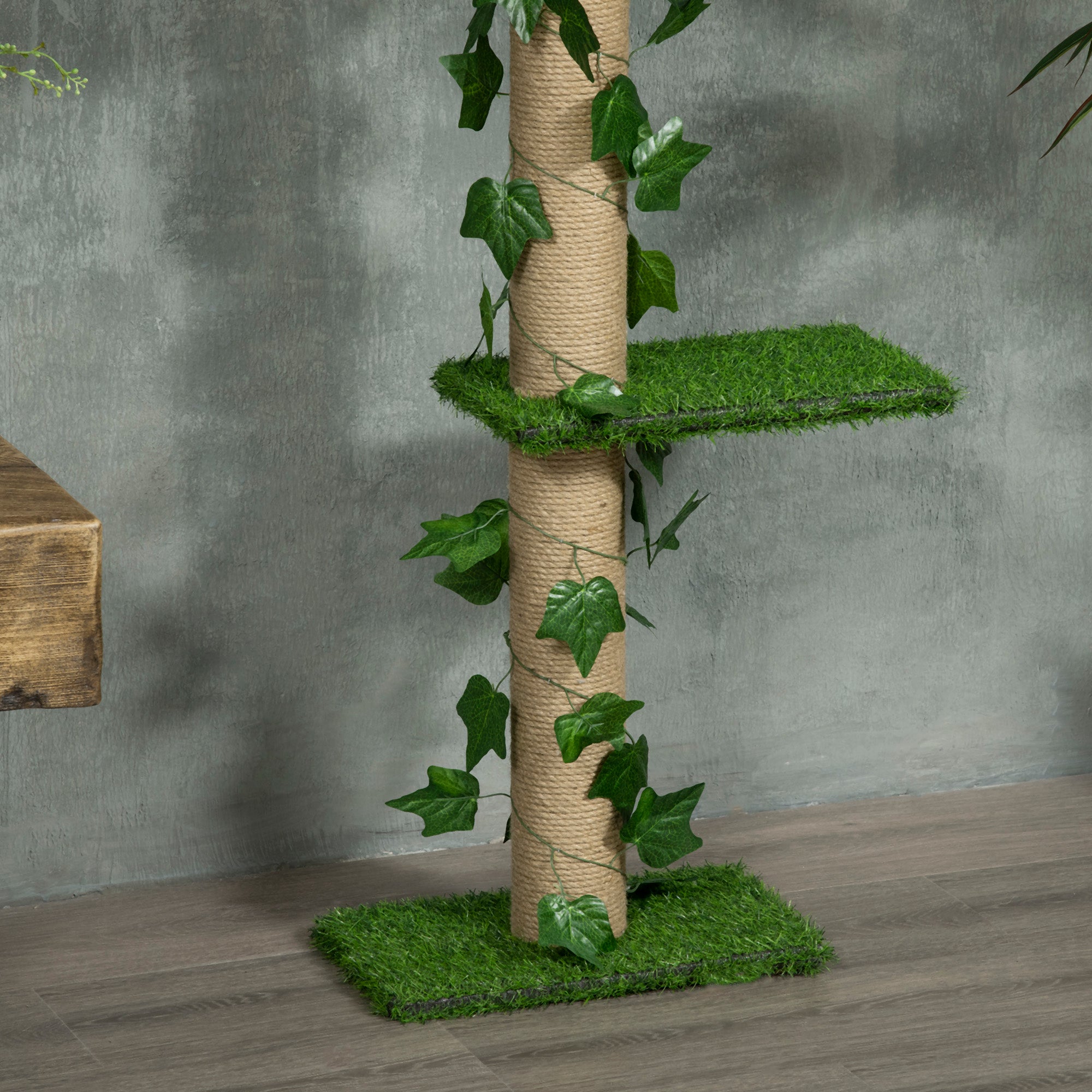 PawHut 4-Tier Floor to Ceiling Cat Tree, Height(80-95Inches)Adjustable, Tall Cat Tower w/ Anti-Slip Kit, Leaves, Multi-Layer Activity Centre w/ Scratching Post