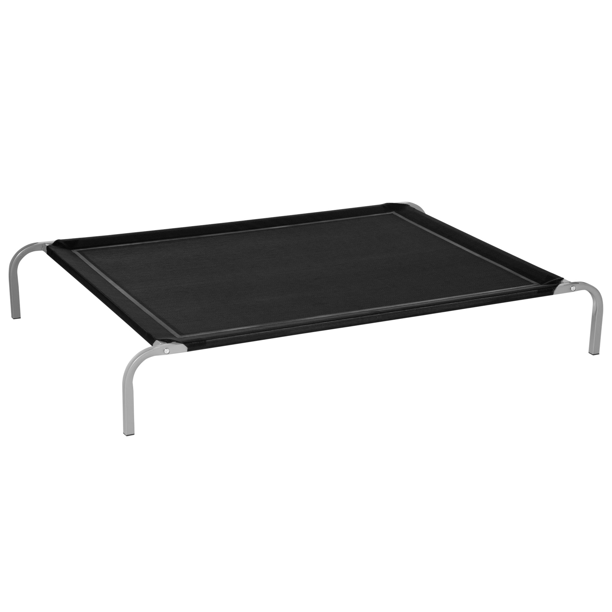 PawHut Elevated Pet Bed Cooling Raised Cot Style Bed for Extra Large Sized Dogs with Non-slip Pads Steel Frame Breathable Mesh Fabric, 130 x 90 x 20 cm - Black