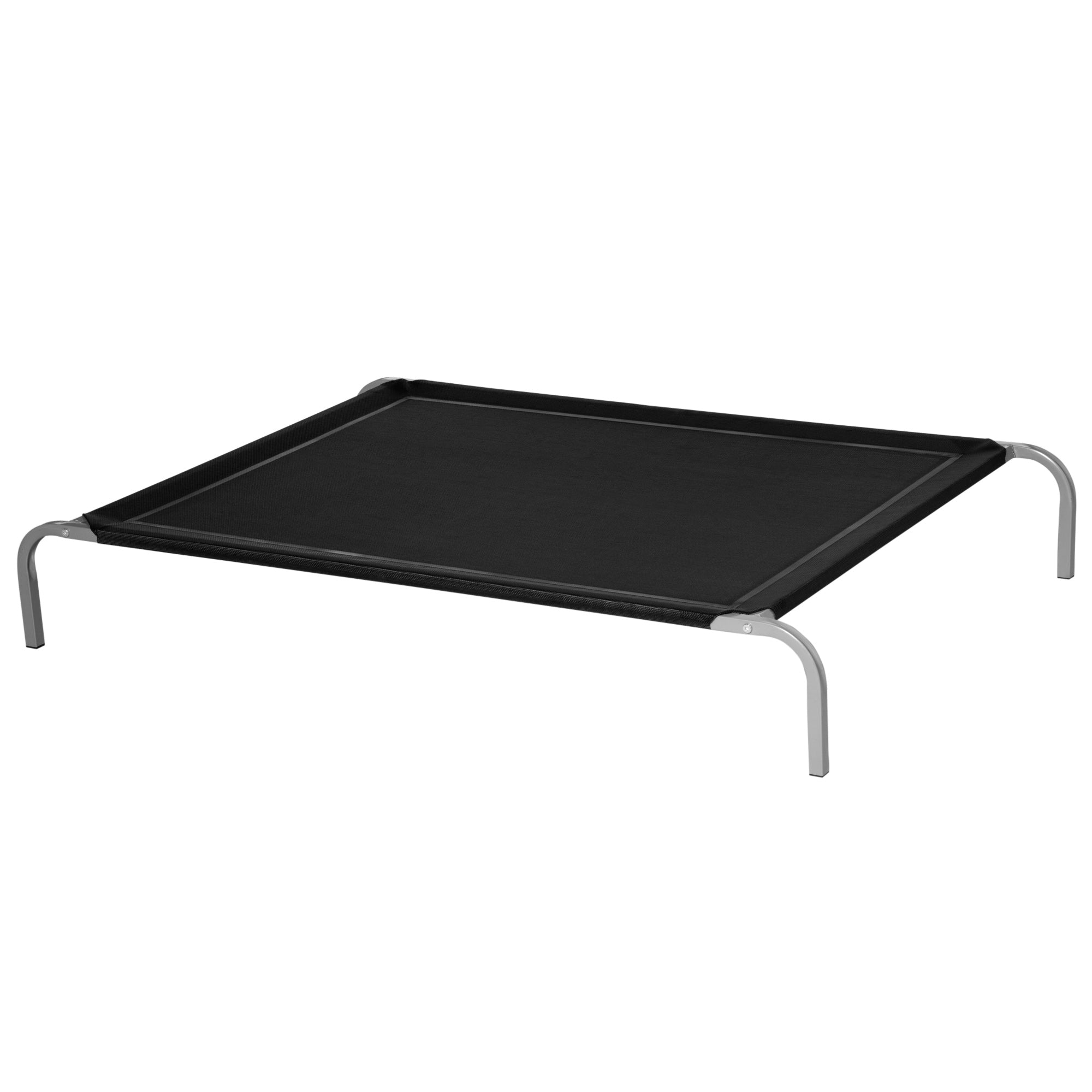 PawHut Elevated Pet Bed Cooling Raised Cot Style Bed for Extra Large Sized Dogs with Non-slip Pads Steel Frame Breathable Mesh Fabric, 130 x 90 x 20 cm - Black