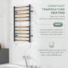 HOMCOM Heated Towel Rack, 304 Stainless Steel Electric Towel Warmer with Timer, Temperature Adjustment, LED Display, 10 Bars, Wall Mounted Towel Drying Rack for Bathroom, Black