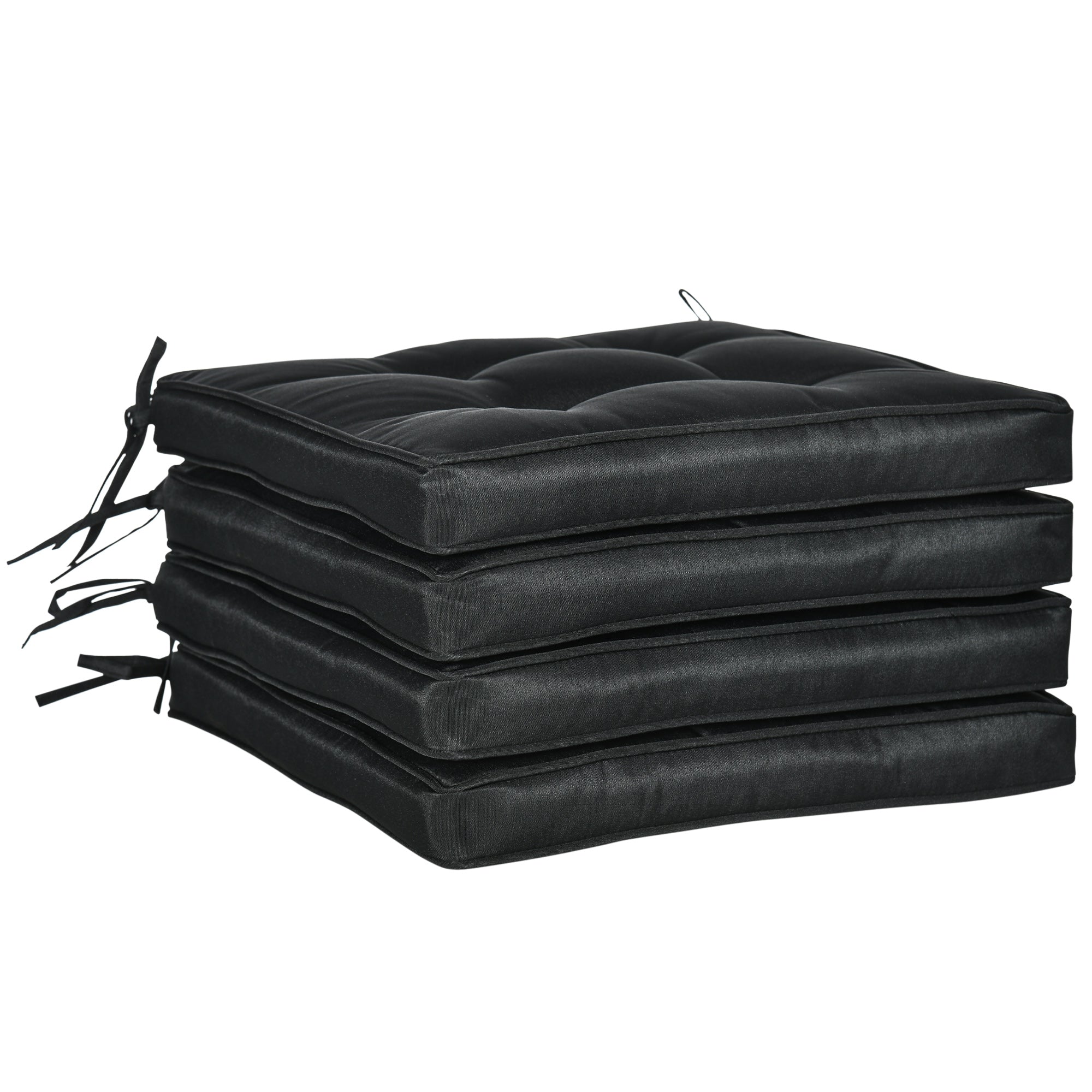 Outsunny 4 Piece Outdoor Chair Cushions, 16.5" x 16.5" Patio Furniture Cushions Seat Pad for Garden Conversation Set, Black