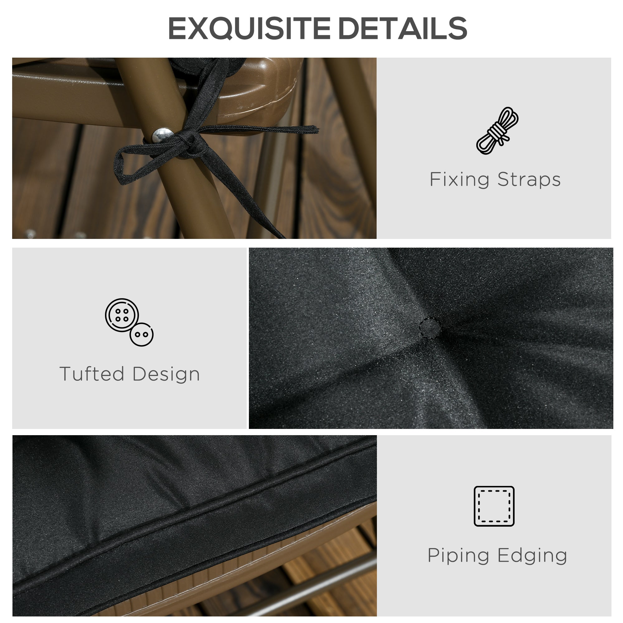 Outsunny 4 Piece Outdoor Chair Cushions, 16.5" x 16.5" Patio Furniture Cushions Seat Pad for Garden Conversation Set, Black