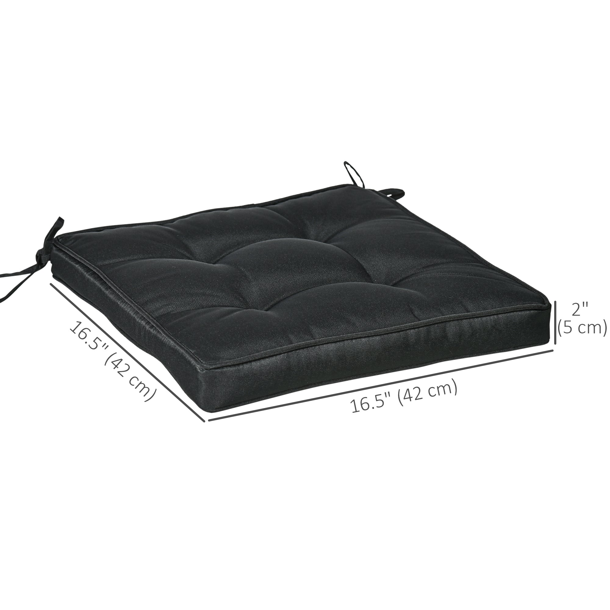 Outsunny 4 Piece Outdoor Chair Cushions, 16.5" x 16.5" Patio Furniture Cushions Seat Pad for Garden Conversation Set, Black