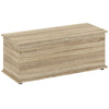 HOMCOM 39.5" Lift Top Storage Chest with 2 Safety Hinges, Storage Box Organizer with Flip-Top Lid, Entryway Storage Bench, Oak