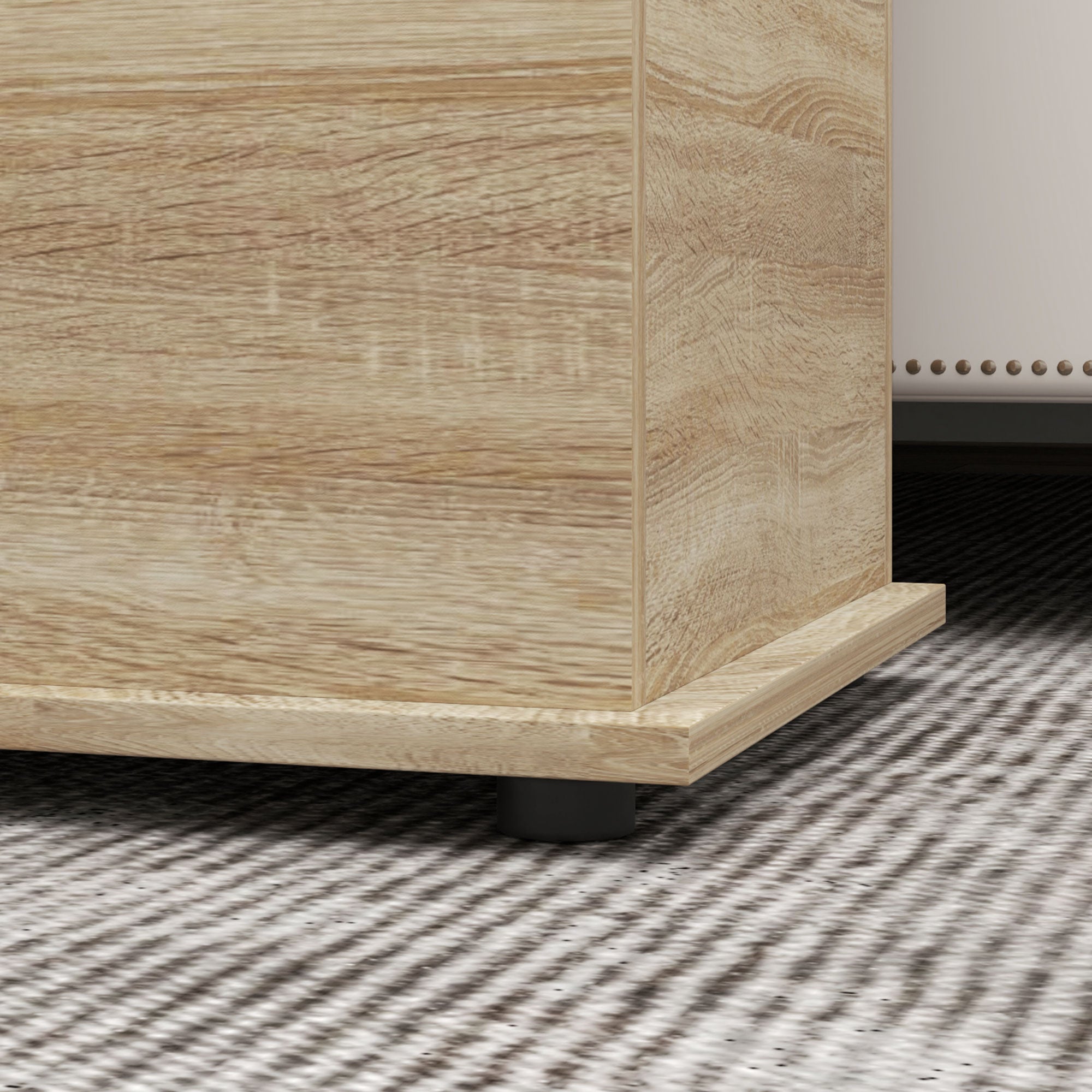 HOMCOM 39.5" Lift Top Storage Chest with 2 Safety Hinges, Storage Box Organizer with Flip-Top Lid, Entryway Storage Bench, Oak