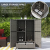 Outsunny Wicker Outdoor Storage Cabinet with Shelves, 2-Door Rattan Pool Towel Storage Cabinet with Drawer & Removable Shelf, Pool Storage Organizer for Garden, Porch, Dark Grey