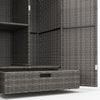 Outsunny Wicker Outdoor Storage Cabinet with Shelves, 2-Door Rattan Pool Towel Storage Cabinet with Drawer & Removable Shelf, Pool Storage Organizer for Garden, Porch, Dark Grey