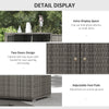 Outsunny Wicker Outdoor Storage Cabinet with Shelves, 2-Door Rattan Pool Towel Storage Cabinet with Drawer & Removable Shelf, Pool Storage Organizer for Garden, Porch, Dark Grey