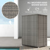 Outsunny Wicker Outdoor Storage Cabinet with Shelves, 2-Door Rattan Pool Towel Storage Cabinet with Drawer & Removable Shelf, Pool Storage Organizer for Garden, Porch, Dark Grey