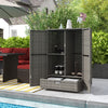 Outsunny Wicker Outdoor Storage Cabinet with Shelves, 2-Door Rattan Pool Towel Storage Cabinet with Drawer & Removable Shelf, Pool Storage Organizer for Garden, Porch, Dark Grey