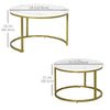 HOMCOM Nesting Tables, 29" Round Coffee Table Set of 2, Modern Side Tables for Living Room with Metal Base, Faux Marbled White