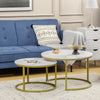 HOMCOM Nesting Tables, 29" Round Coffee Table Set of 2, Modern Side Tables for Living Room with Metal Base, Faux Marbled White