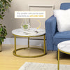HOMCOM Nesting Tables, 29" Round Coffee Table Set of 2, Modern Side Tables for Living Room with Metal Base, Faux Marbled White