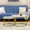 HOMCOM Nesting Tables, 29" Round Coffee Table Set of 2, Modern Side Tables for Living Room with Metal Base, Faux Marbled White