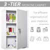 kleankin Steel Wall Mount Medicine Cabinet 3 Tier Emergency Box for Bathroom Kitchen, Lockable Bathroom Hanging Storage Cabinet with 2 Keys, White