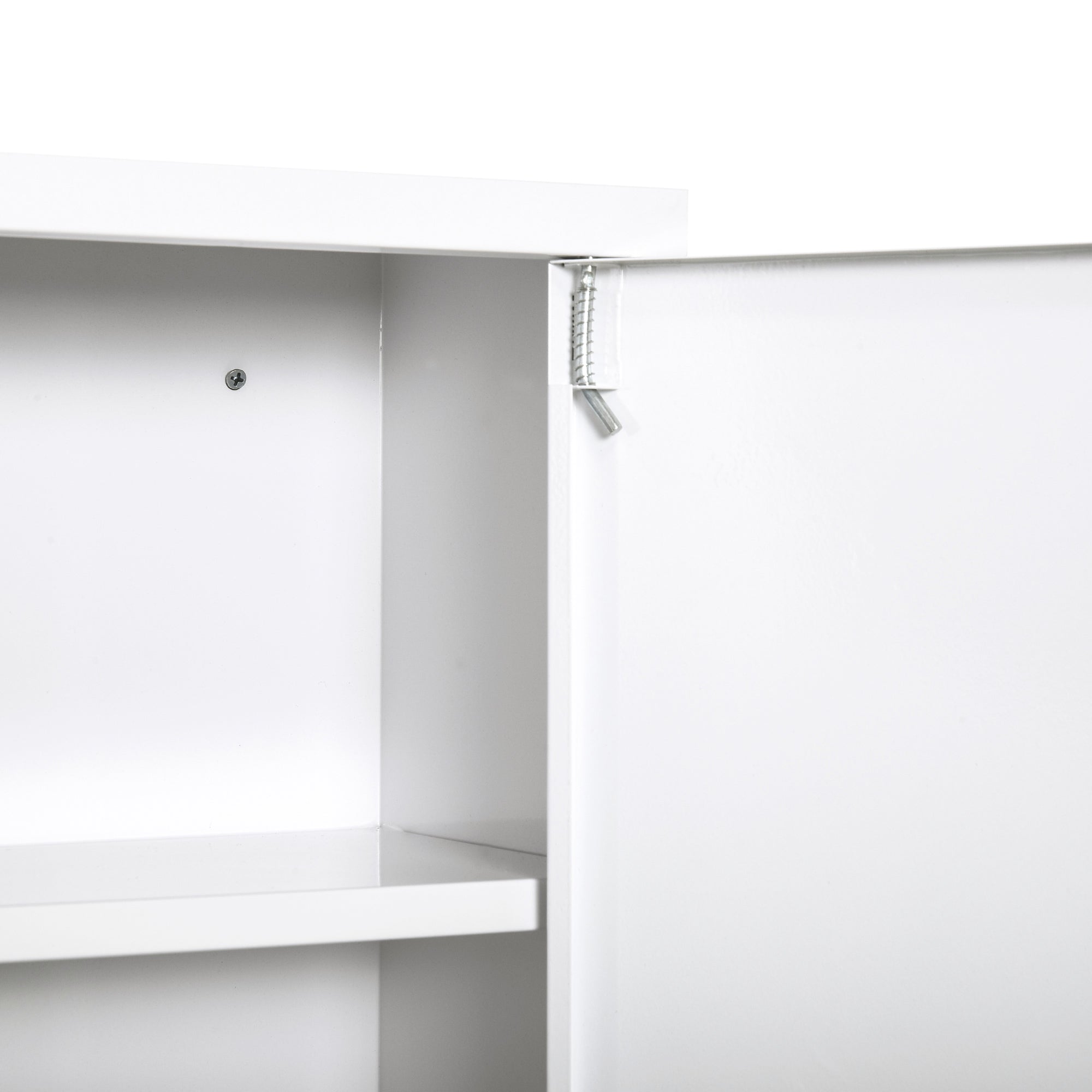 kleankin Steel Wall Mount Medicine Cabinet 3 Tier Emergency Box for Bathroom Kitchen, Lockable Bathroom Hanging Storage Cabinet with 2 Keys, White