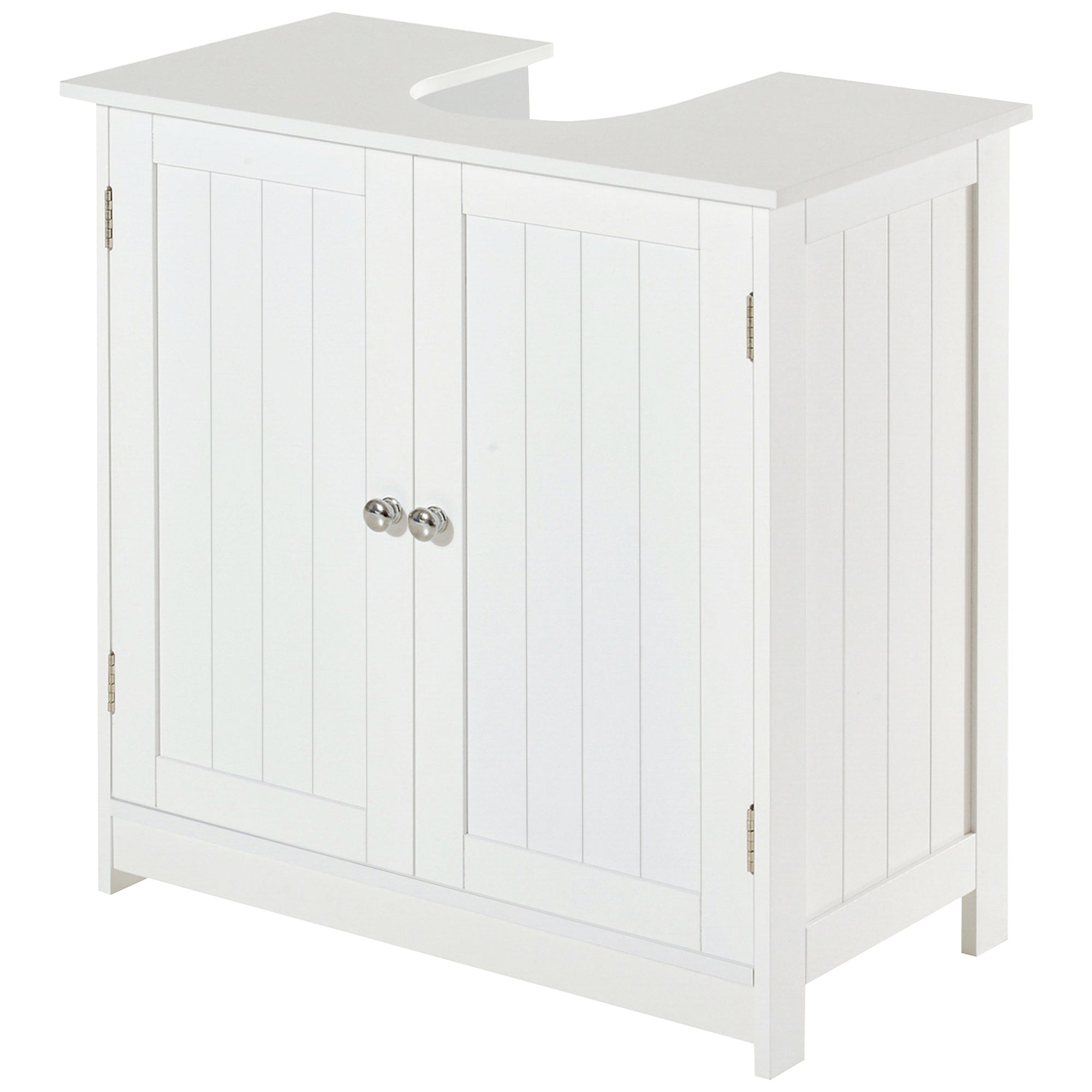 HOMCOM Under Sink Bathroom Cabinet with 2 Doors and Shelf, Pedestal Sink Bathroom Vanity Furniture, White