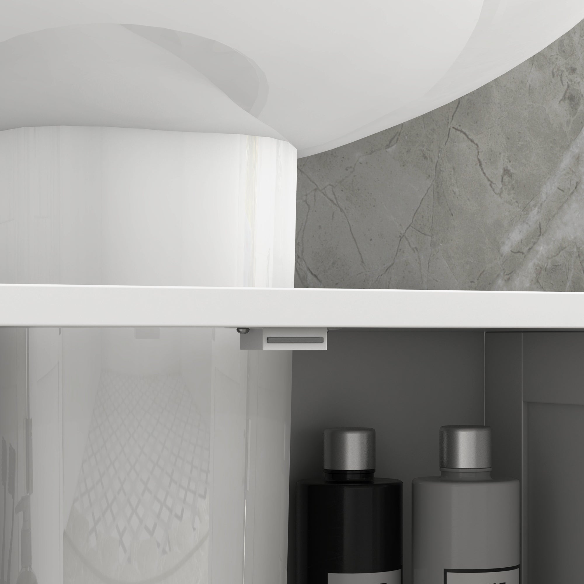 HOMCOM Under Sink Bathroom Cabinet with 2 Doors and Shelf, Pedestal Sink Bathroom Vanity Furniture, White