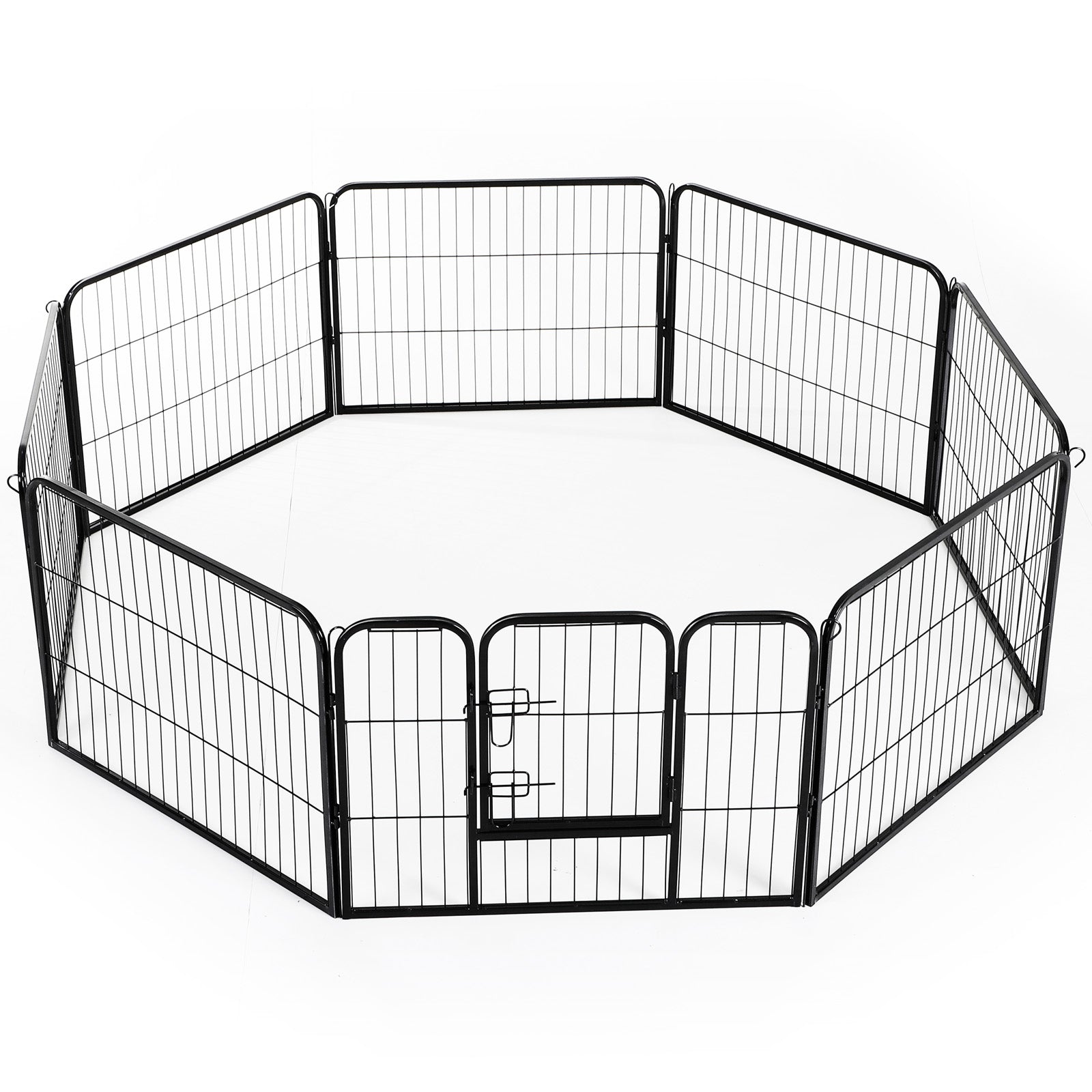 Pawhut Heavy Duty Dog pen 8 Panel Pet Puppy PlayPen Rabbit Hutch Run indoor outdoor Black, 80 x 60 cm