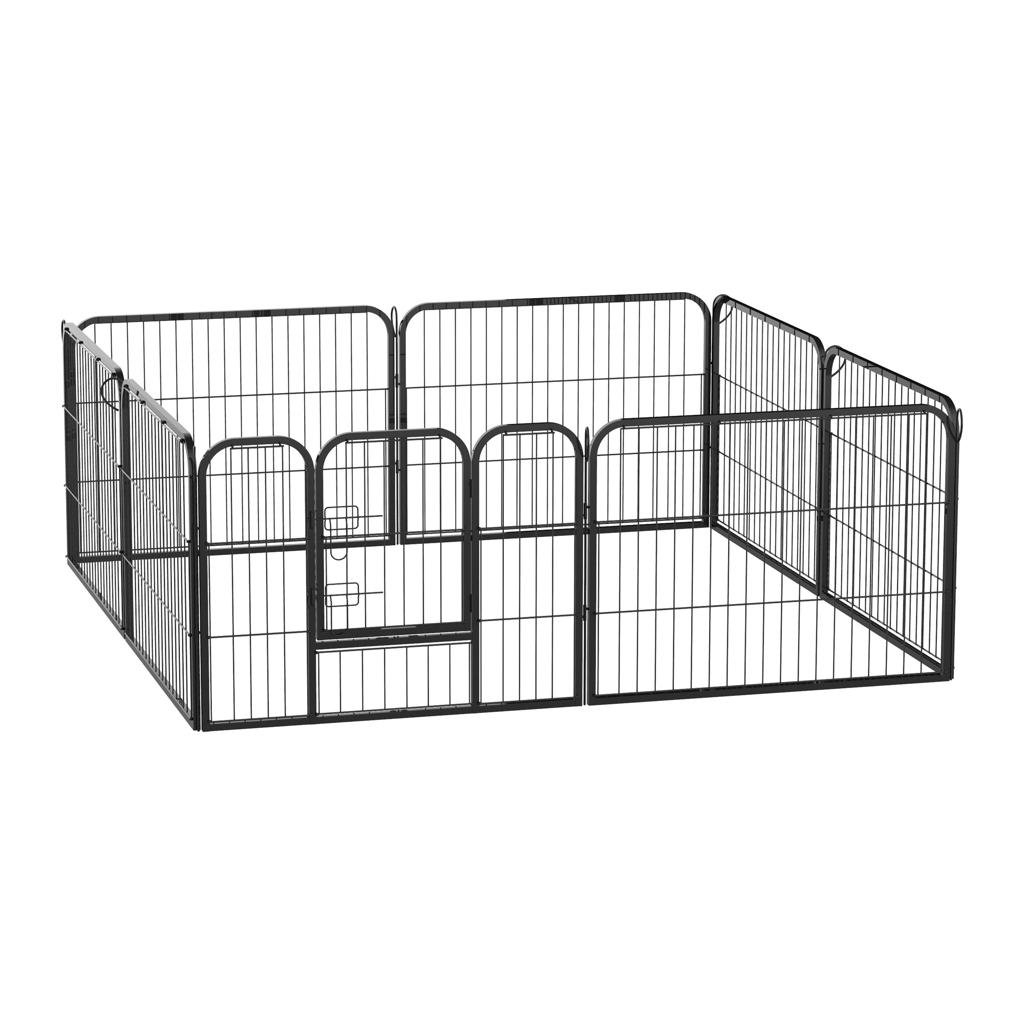 Pawhut Heavy Duty Dog pen 8 Panel Pet Puppy PlayPen Rabbit Hutch Run indoor outdoor Black, 80 x 60 cm