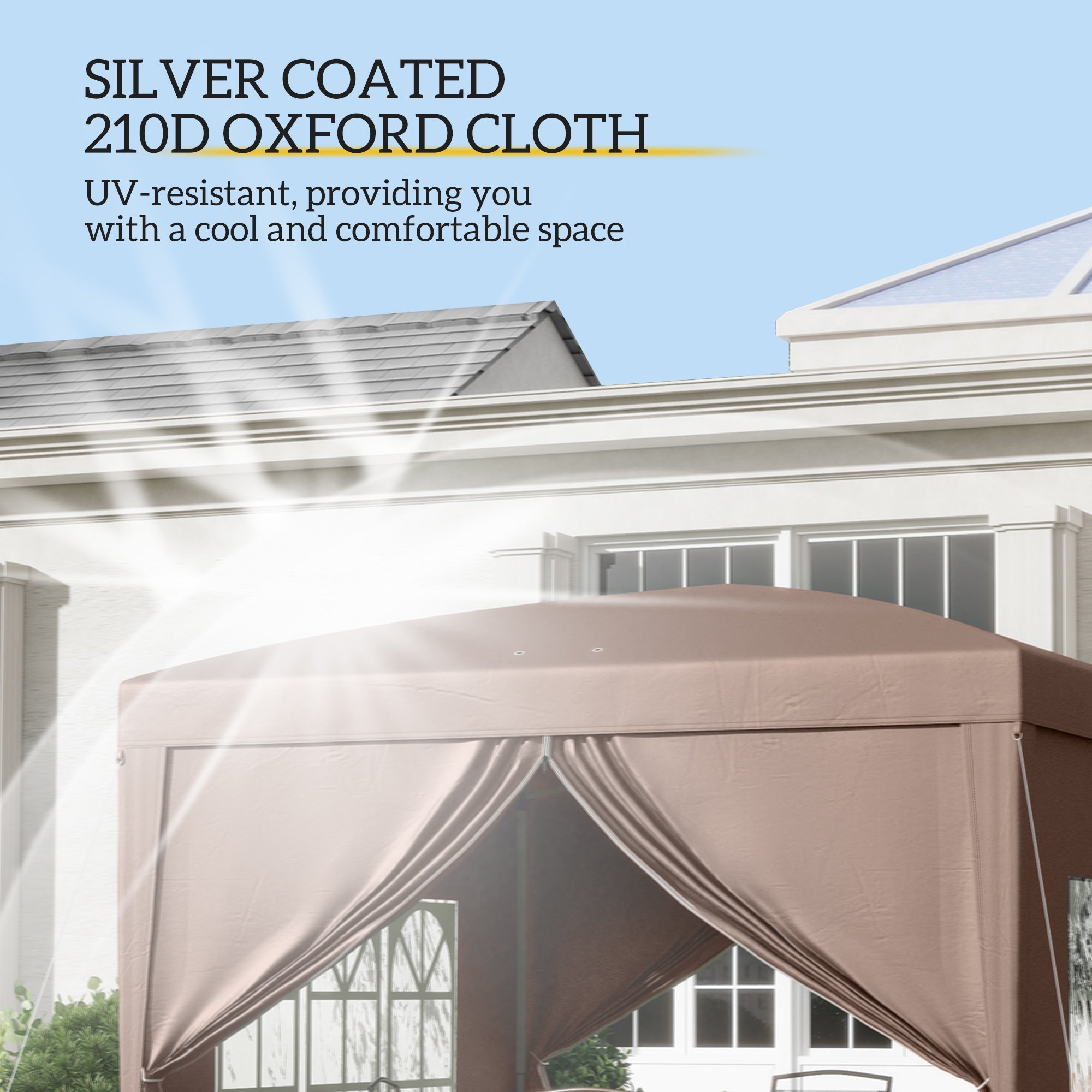 Outsunny 10'x10' Outdoor Pop Up Party Tent Gazebo Canopy with Carrying Bag (Coffee)