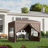 Outsunny 10'x10' Outdoor Pop Up Party Tent Gazebo Canopy with Carrying Bag (Coffee)