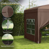 Outsunny 10'x10' Outdoor Pop Up Party Tent Gazebo Canopy with Carrying Bag (Coffee)