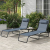 Outsunny 2 Pieces Folding Lounge Chairs, 4-Level Adjustable Chaise Lounges with Headrest, Tanning Chair Beach Beds, Reclining Lounger Cot for Camping, Hiking, Backyard, Grey