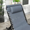 Outsunny 2 Pieces Folding Lounge Chairs, 4-Level Adjustable Chaise Lounges with Headrest, Tanning Chair Beach Beds, Reclining Lounger Cot for Camping, Hiking, Backyard, Grey