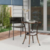 Outsunny 25.2" Outdoor Wicker Dining Table, Rattan Patio Round Coffee Table with 2-Tier Storage Shelf, Metal Frame Side Table with Tempered Glass Top, Brown