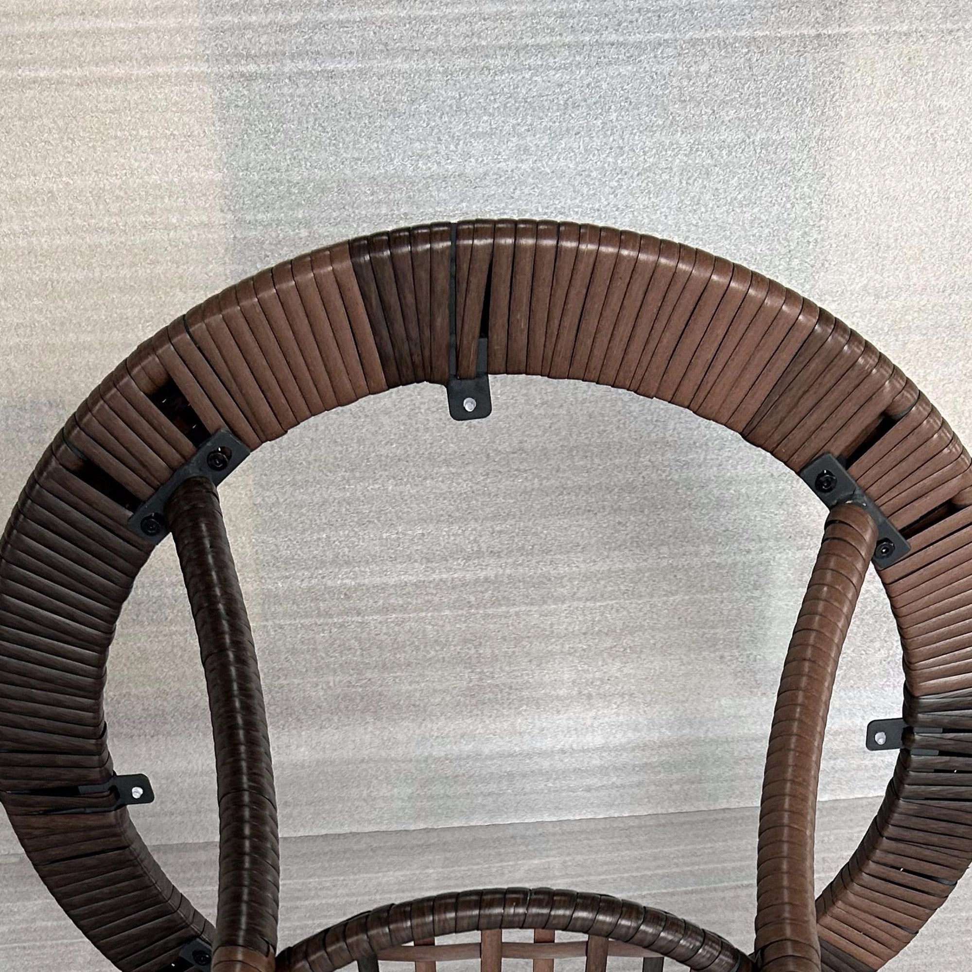 Outsunny 25.2" Outdoor Wicker Dining Table, Rattan Patio Round Coffee Table with 2-Tier Storage Shelf, Metal Frame Side Table with Tempered Glass Top, Brown