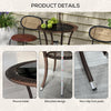 Outsunny 25.2" Outdoor Wicker Dining Table, Rattan Patio Round Coffee Table with 2-Tier Storage Shelf, Metal Frame Side Table with Tempered Glass Top, Brown