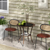 Outsunny 25.2" Outdoor Wicker Dining Table, Rattan Patio Round Coffee Table with 2-Tier Storage Shelf, Metal Frame Side Table with Tempered Glass Top, Brown
