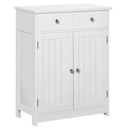 kleankin Bathroom Storage Cabinet, Floor Cabinet with 2 Doors, 2 Drawers, Adjustable Shelf for Washroom, White