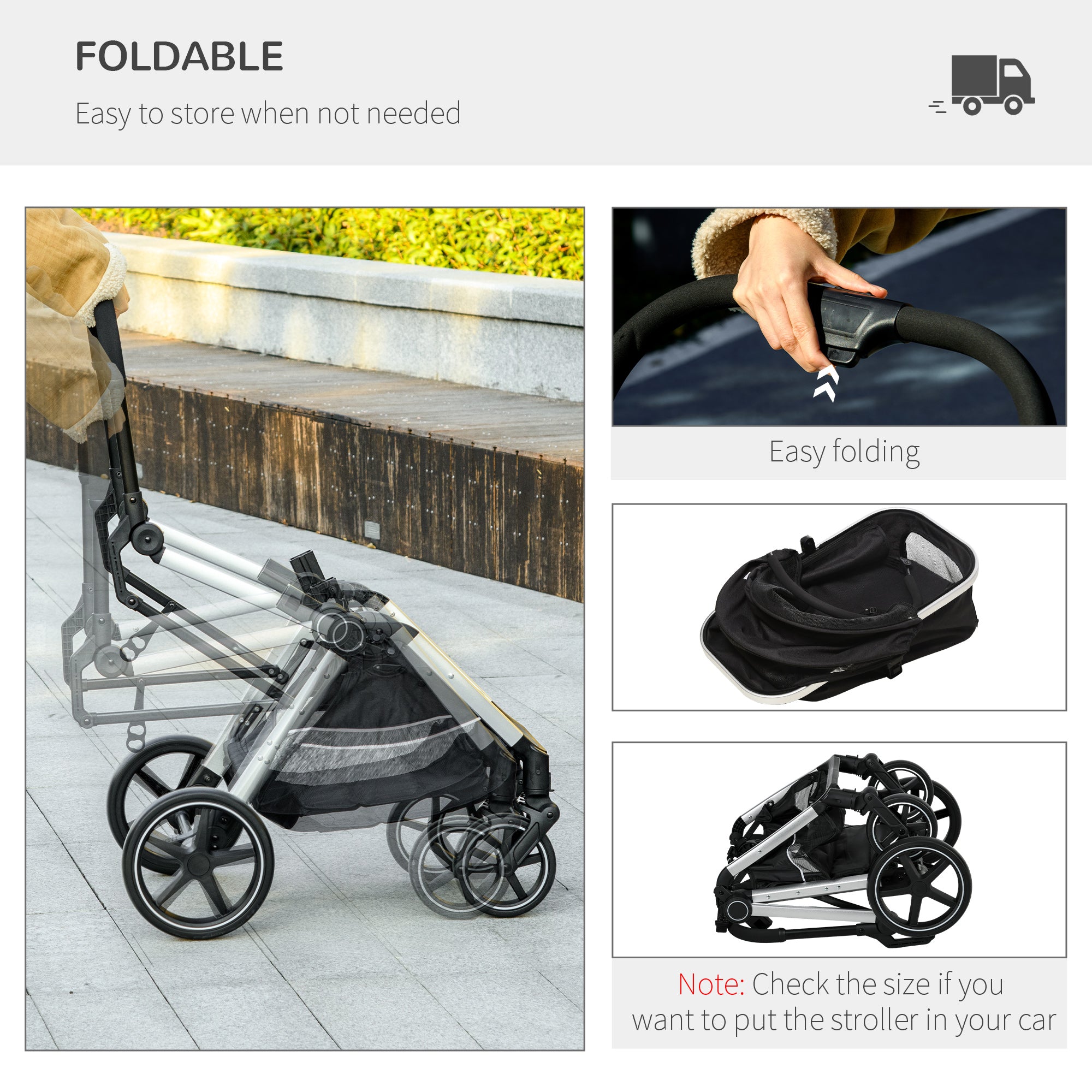 PawHut 3 in 1 Dog Stroller, Folding Pet Stroller with Storage Basket, Removable Carrier, Cushion, Safety Leashes, Cat Stroller for Small Dogs and Cats, Black