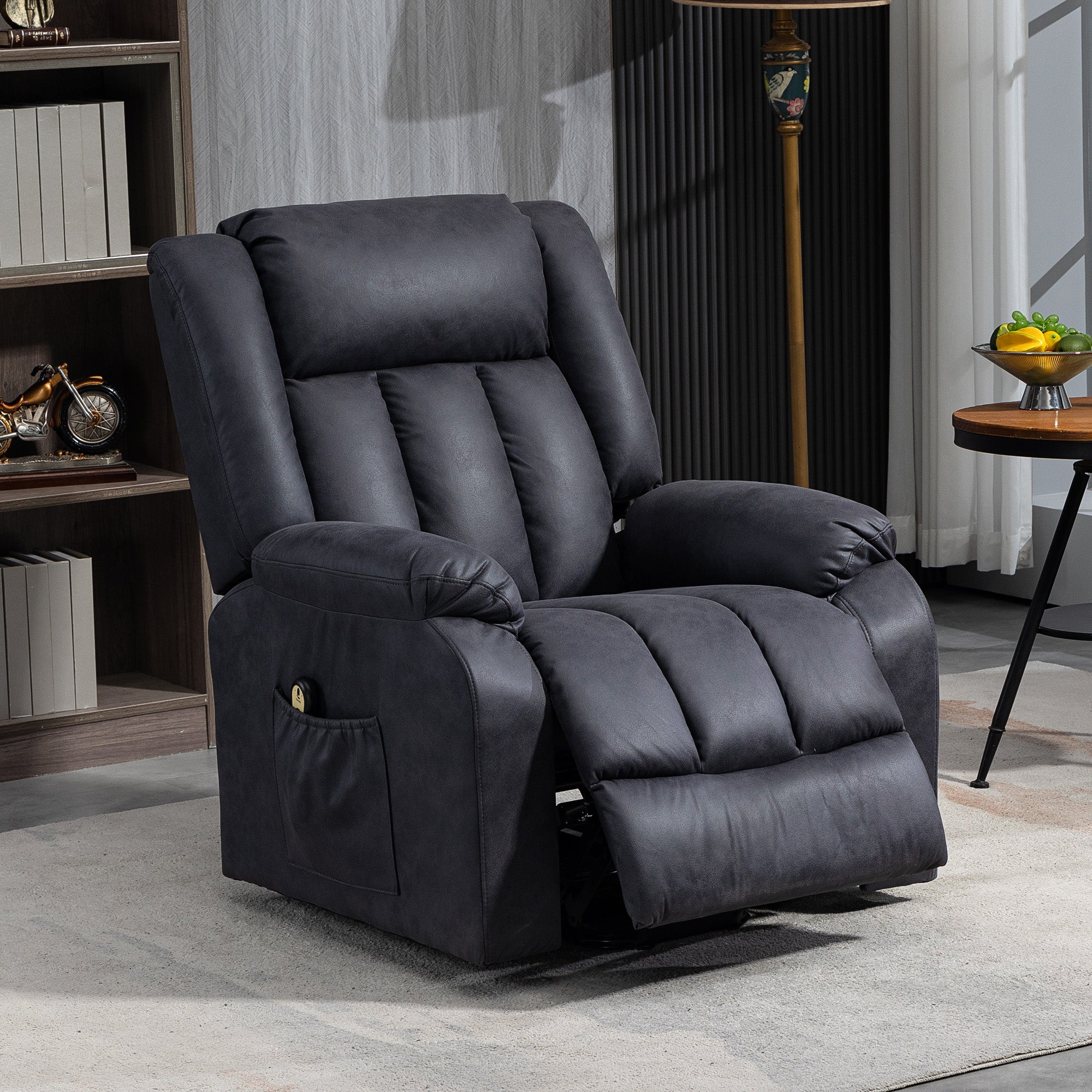 HOMCOM Power Lift Recliner Chair, Microfibre Upholstered Electric Recliner Chair for Seniors with Remote Control, Side Pockets, Quick Assembly, Charcoal Grey