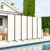 Outsunny 6 Panel Folding Outdoor Privacy Screen, 5.7FT Tall Room Divider with UV30+ Protection, Freestanding Privacy Panel Partition with Stable Base for Indoor Outdoor, Beige