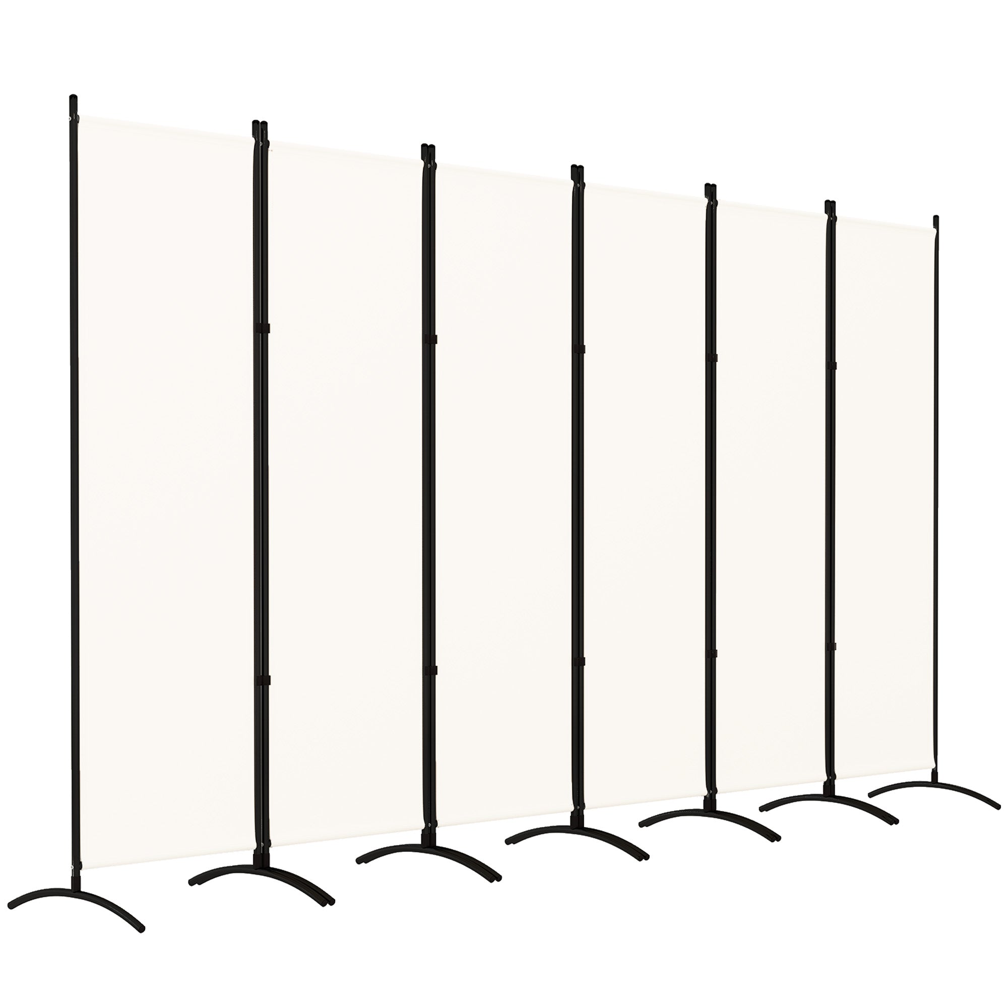 Outsunny 6 Panel Folding Outdoor Privacy Screen, 5.7FT Tall Room Divider with UV30+ Protection, Freestanding Privacy Panel Partition with Stable Base for Indoor Outdoor, Beige