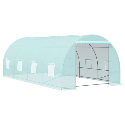 Outsunny 20x10x7ft Heavy Duty Walk-in Greenhouse Outdoor Backyard Seed Plant Vegetables Growing Warm House Flower Polytunnel Shelter Green