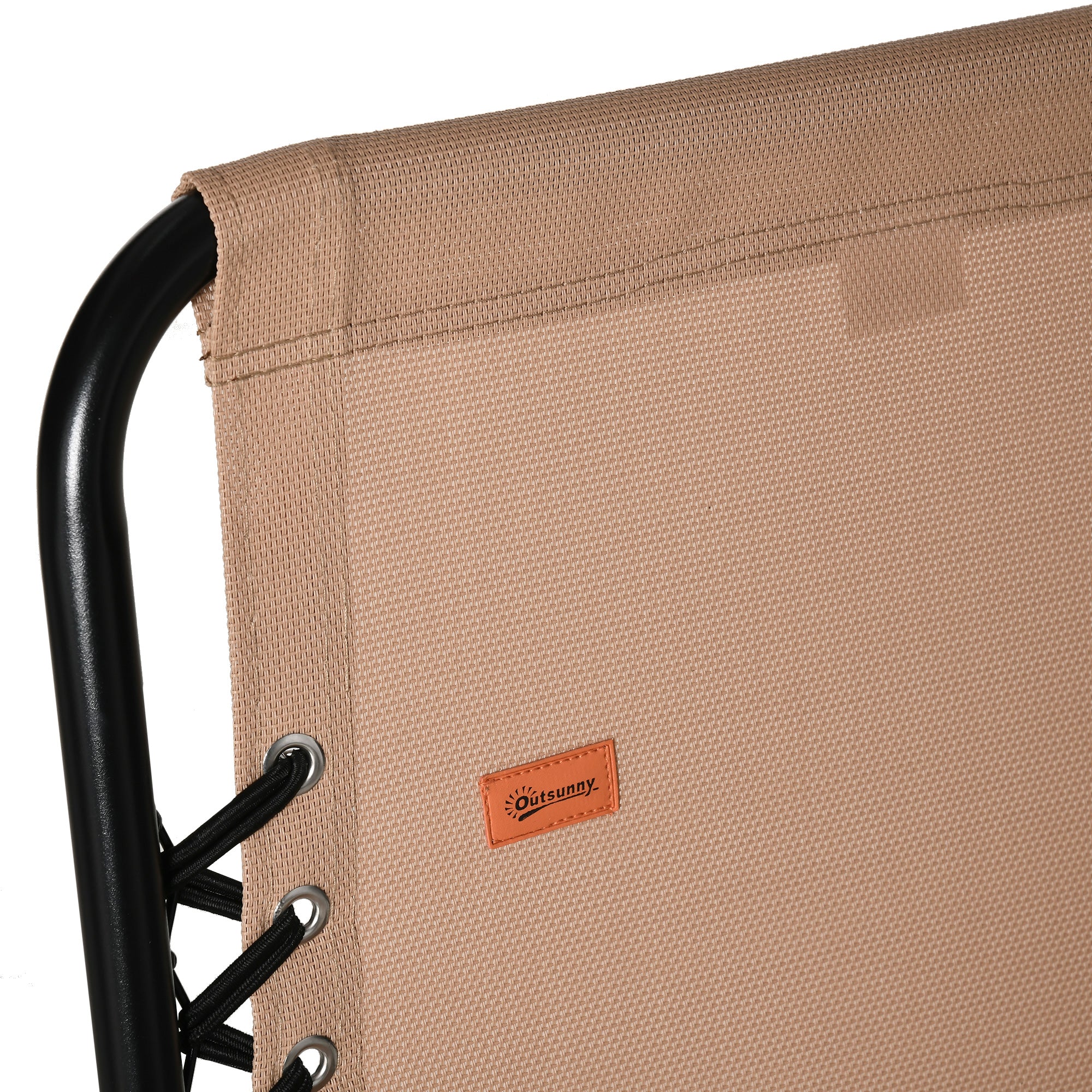 Outsunny Outdoor Folding Chair, Bungee Sling Foldable Chair with Armrests, Folding Lawn Chair for Camping, Garden, Pool, Beach, Backyard, Beige