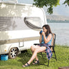 Outsunny Outdoor Folding Chair, Bungee Sling Foldable Chair with Armrests, Folding Lawn Chair for Camping, Garden, Pool, Beach, Backyard, Beige