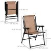 Outsunny Outdoor Folding Chair, Bungee Sling Foldable Chair with Armrests, Folding Lawn Chair for Camping, Garden, Pool, Beach, Backyard, Beige