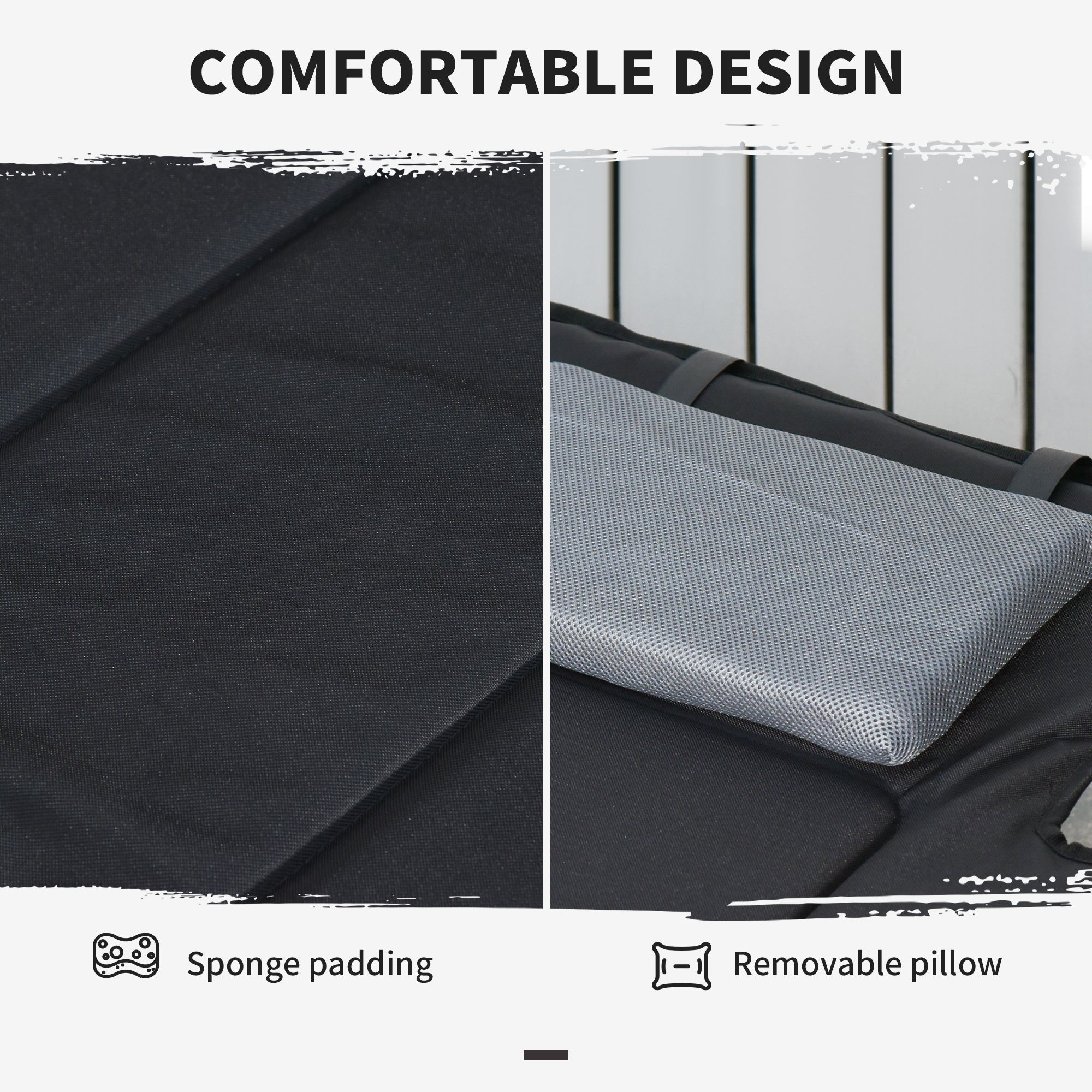 Outsunny Folding Camping Cot Sleeping Beds for adults Office Outdoor Hiking Portable, Black