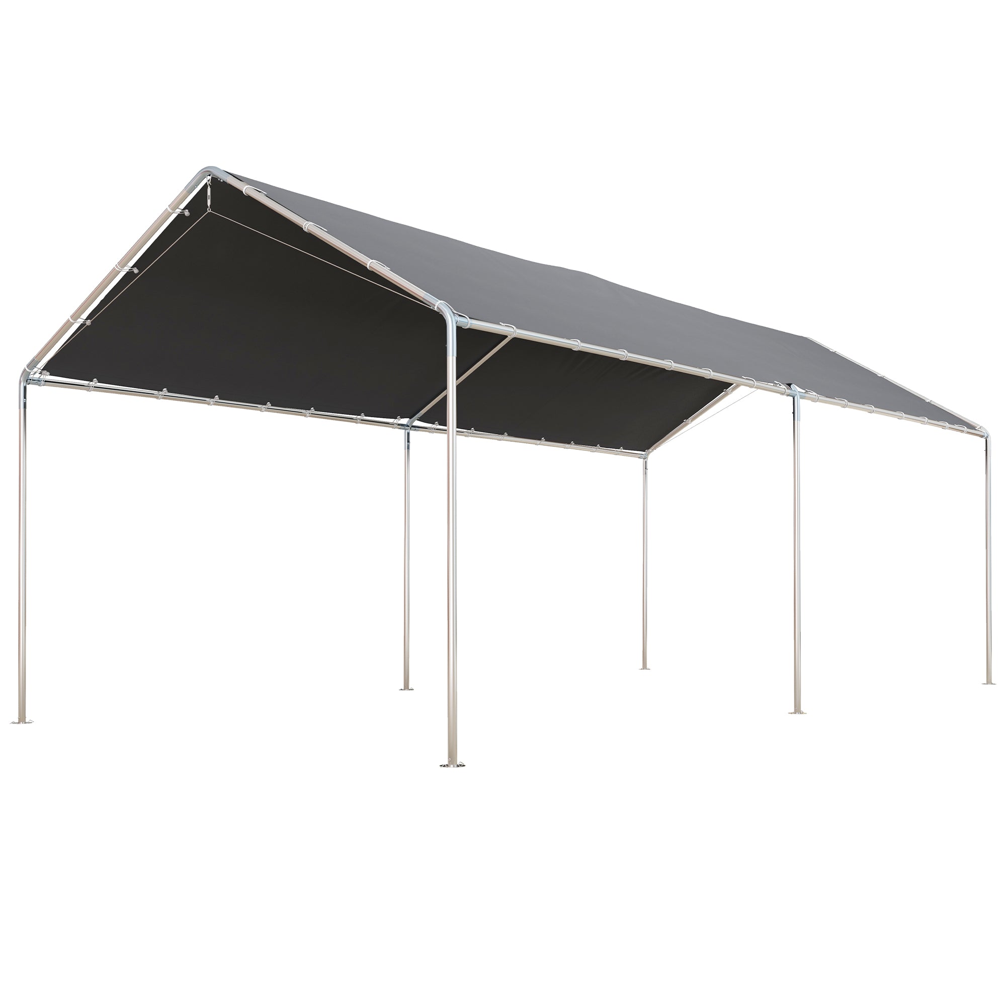 Outsunny 10' x 20' Carport Heavy Duty Galvanized Car Canopy with Included Anchor Kit, 3 Reinforced Steel Cables, Grey